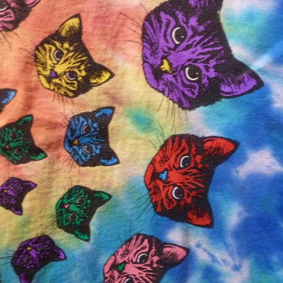 cute - Attention CAT LOVERS - Nice Tie Die Sleeveless Tee size M-L - Picture 10 of 11